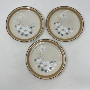 Vtg 80s Hearthside Water Colors 3 Salad Plates Stoneware Japan Dawn Floral 8"
